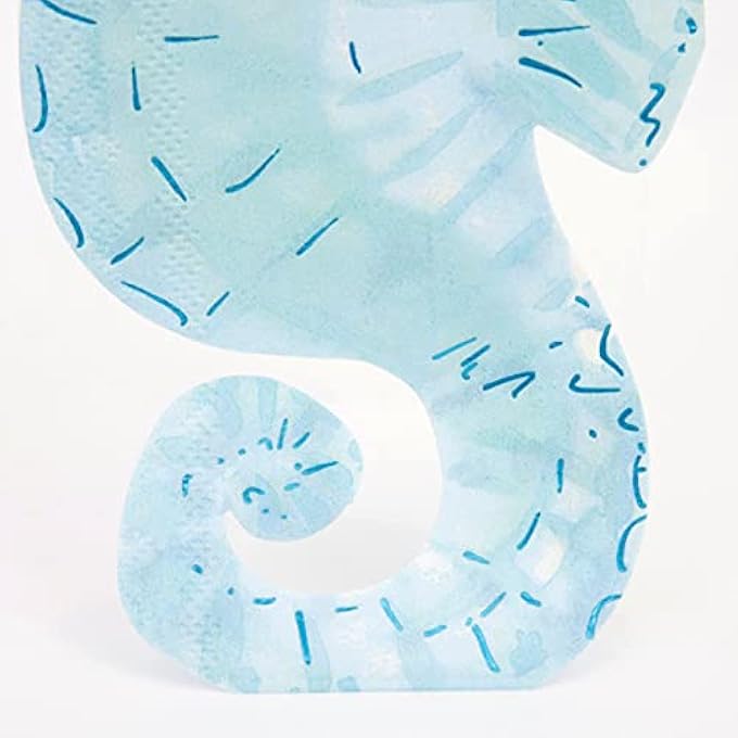 SEAHORSE NAPKINS 16-PIECES, BLUE - Image 3